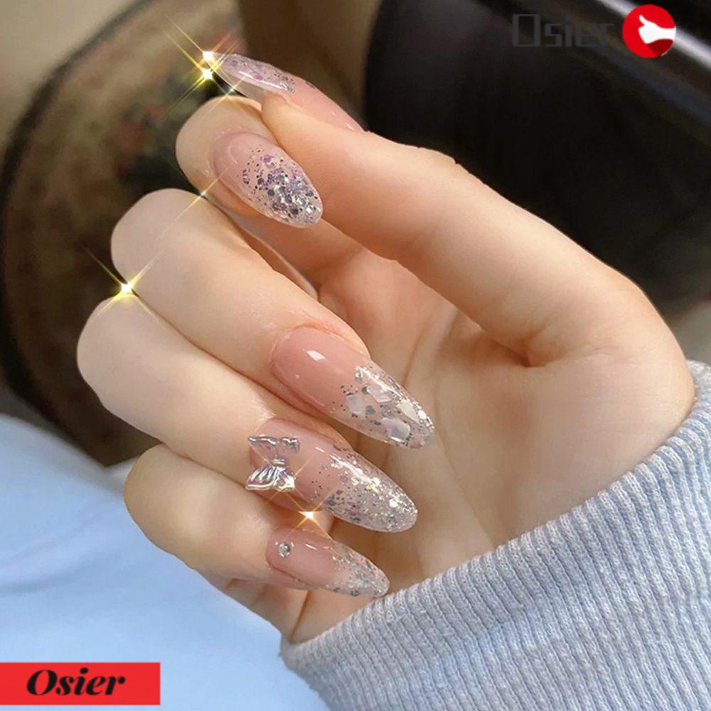 Hộp 1 / 24 Móng Tay Giả Che Phủ Toàn Diện Đính Kim Cương Giả Có Thể Tháo Rời|Bộ Móng Tay Giả Trang Trí Nghệ Thuật