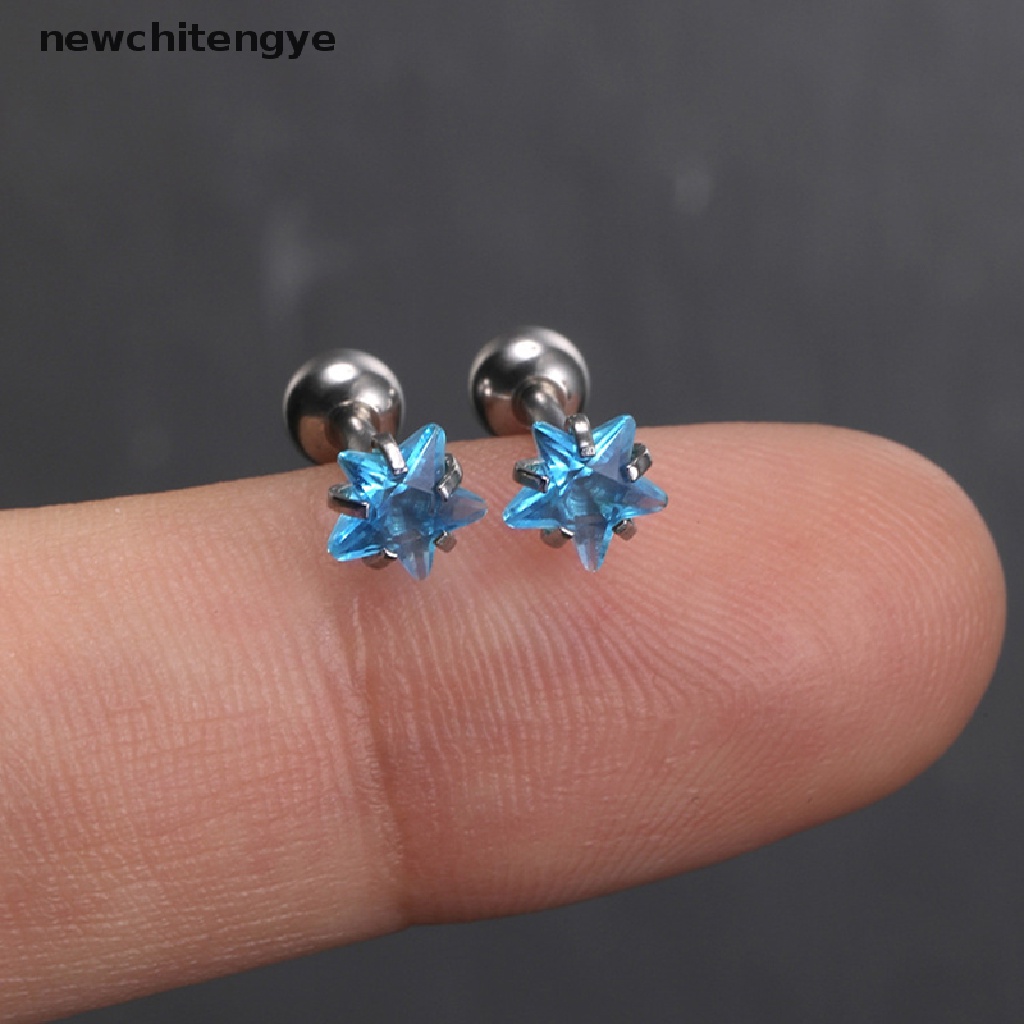 1 Đôi Khuyên Tai Thép Không Gỉ Đính Đá Zircon Đơn Giản Thời Trang