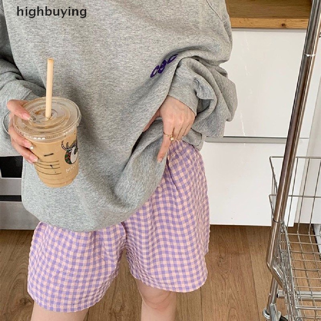 Quần Short Ngủ Sọc Ca Rô Ống Rộng Thời Trang Hè Hàn Quốc Đáng Yêu Dành Cho Nữ HBVN Belle 2023
