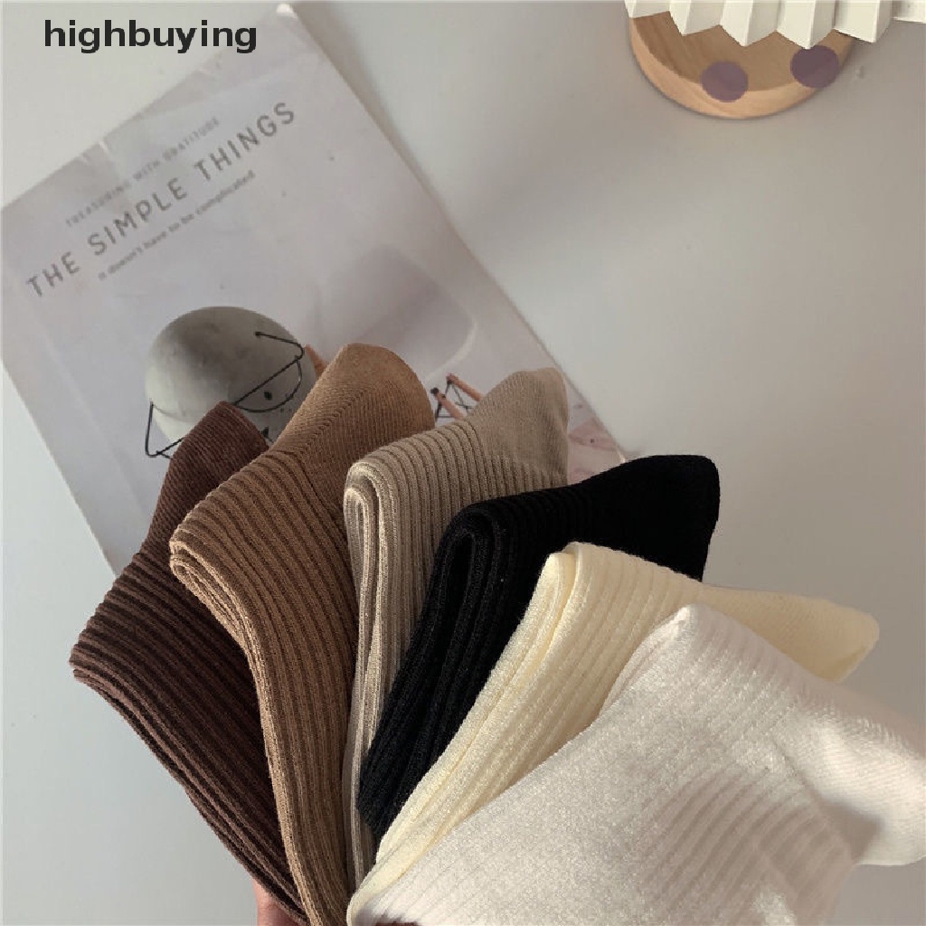 1 Cặp Vớ Cotton Thoáng Khí Màu Trơn Phong Cách Nhật Bản Thời Trang Cho Nữ