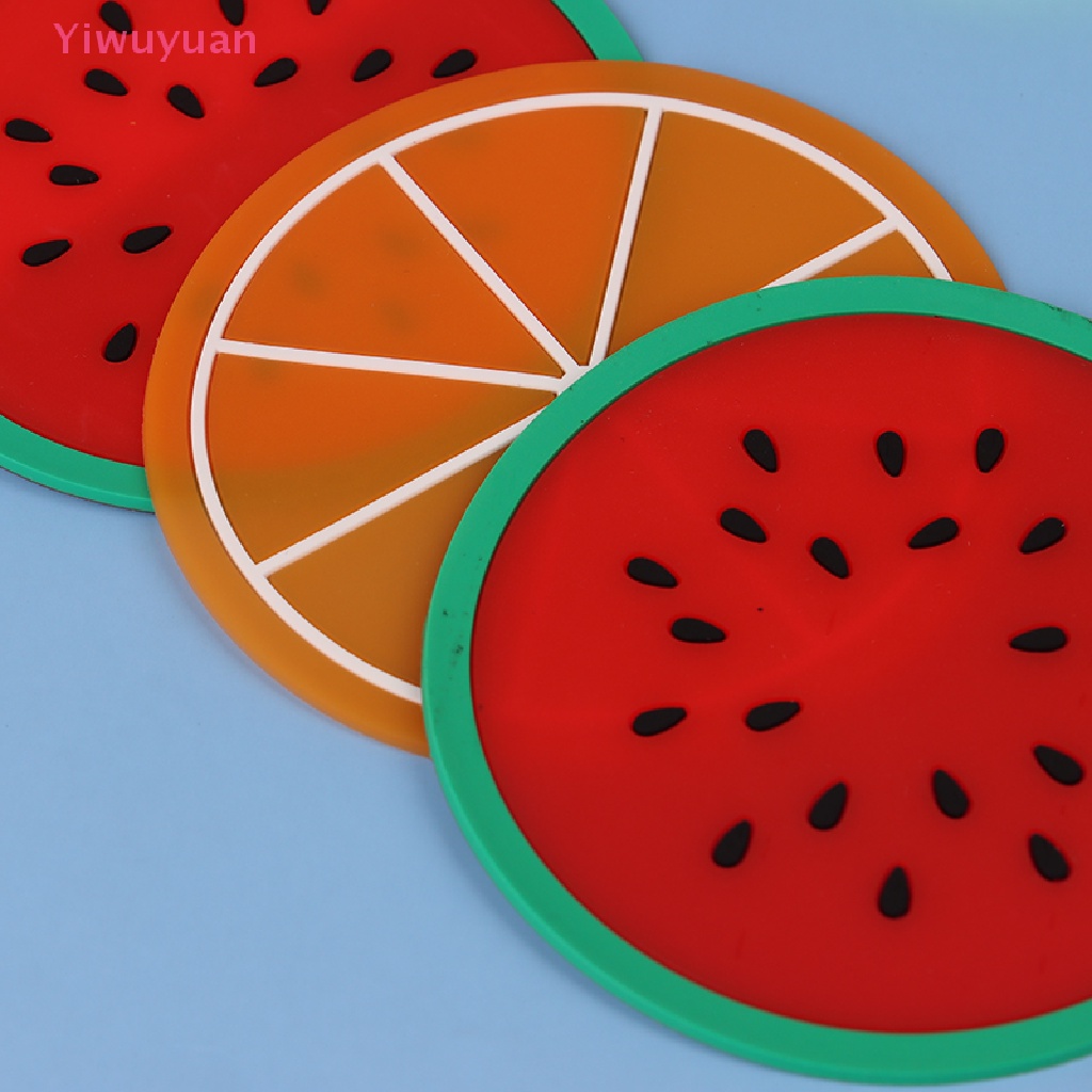 &lt; Yiwuyuan &gt; Miếng Lót Ly Bằng Silicone Cách Nhiệt Chống Trượt Hình Trái Cây Hiện Đại Áo Thun Thiết Kế Mới Năng Động Thời Trang