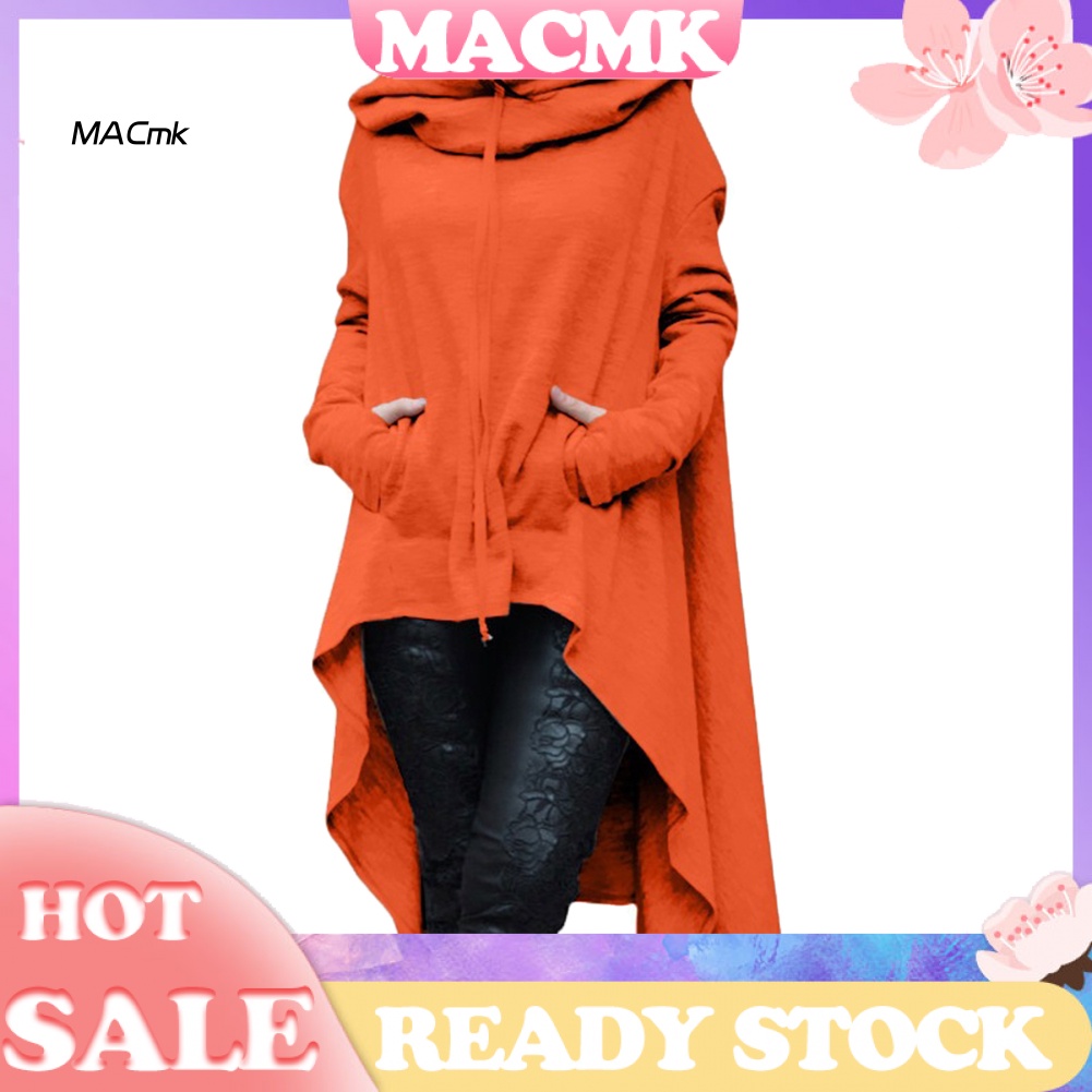 < Cod > Áo Hoodie Đuôi Cá Màu Trơn Tay Dài Viền Bèo Không Đối Xứng Cho Nữ