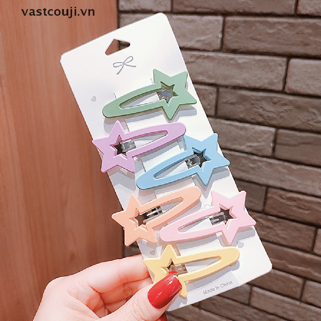 Set 6 Kẹp Tóc Màu Kẹo Kiểu Dáng Thời Trang