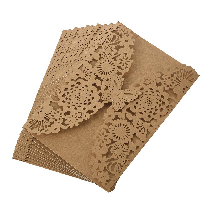 Set 10 Thiệp Mời Đám Cưới Lãng Mạn Kèm 50 Thẻ Giấy