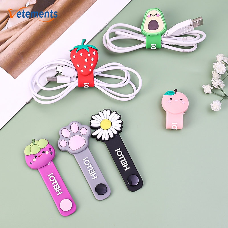 Dây Buộc Cáp Dữ Liệu Điện Thoại Đa Năng Họa Tiết Trái Cây Dễ Thương