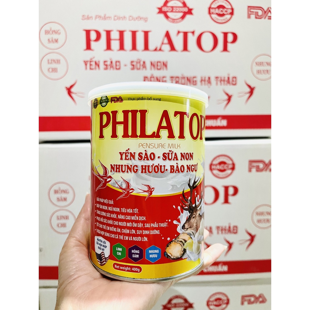 [Hộp 400g] Sữa Bột Philatop Yến Sào - Sữa Non - Bào Ngư Giúp Ăn Ngon, Ngủ Ngon, Tiêu Hóa Tốt, Tăng Cường Sức Khỏe