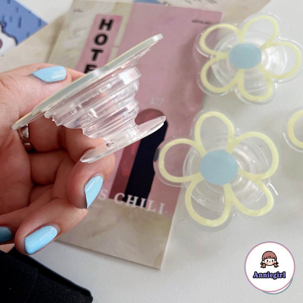 Giá Đỡ Điện Thoại / Máy Tính Bảng Hình Hoa Màu Xanh Da Trời Bằng Kính Cường Lực