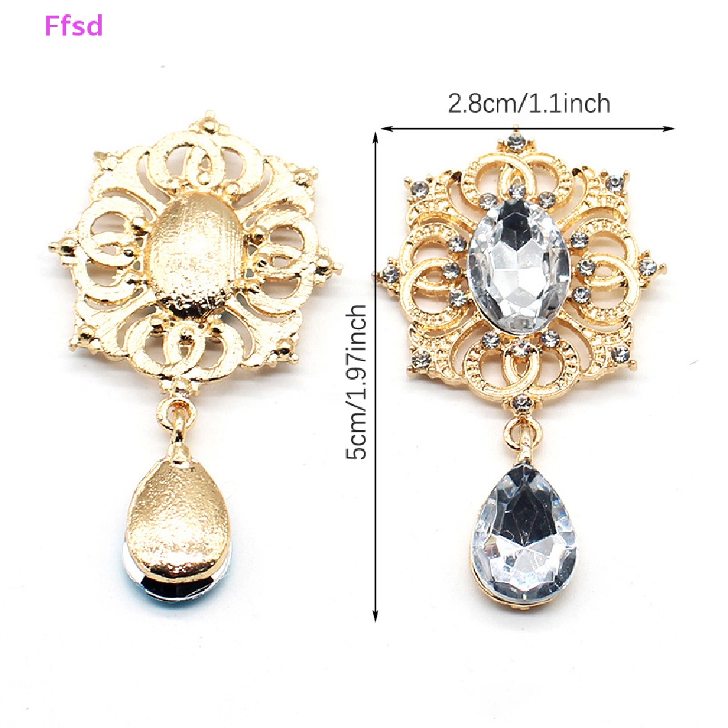 Ghim Cài Áo Hợp Kim 28 * 49mm Mạ Vàng Đính Đá Trang Trí Quần Áo DIY