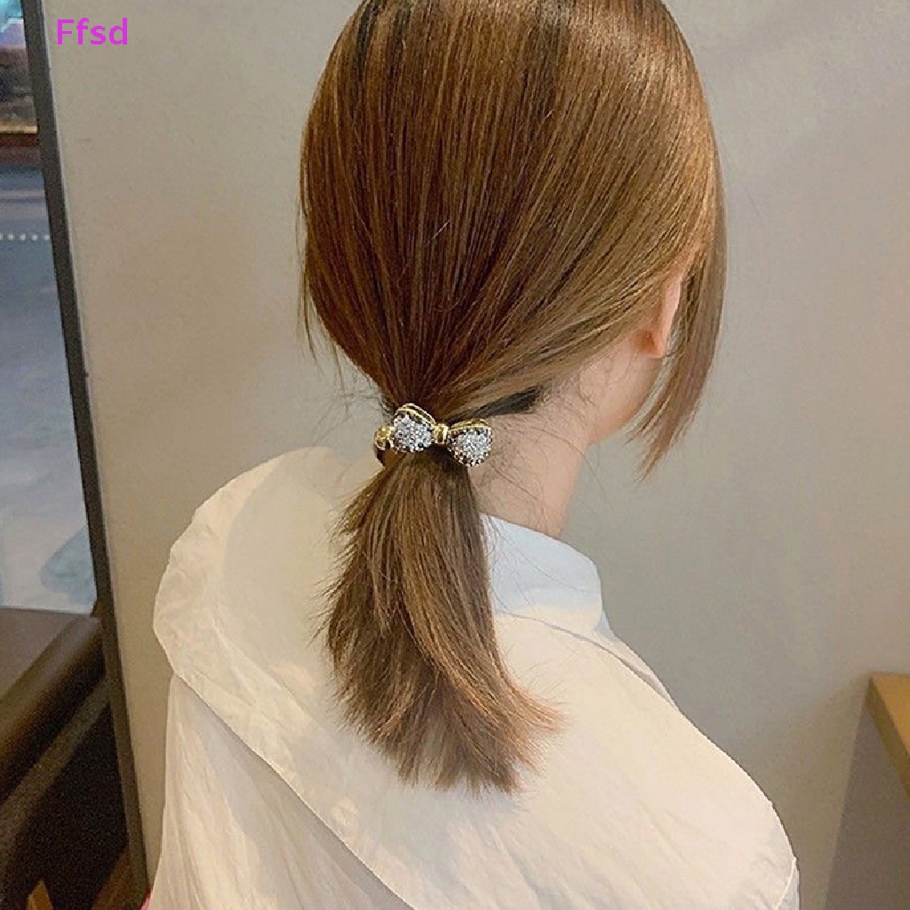 Dây Buộc Tóc Cao Su Co Giãn Đính Đá Pha Lê Lấp Lánh Thời Trang Cho Nữ