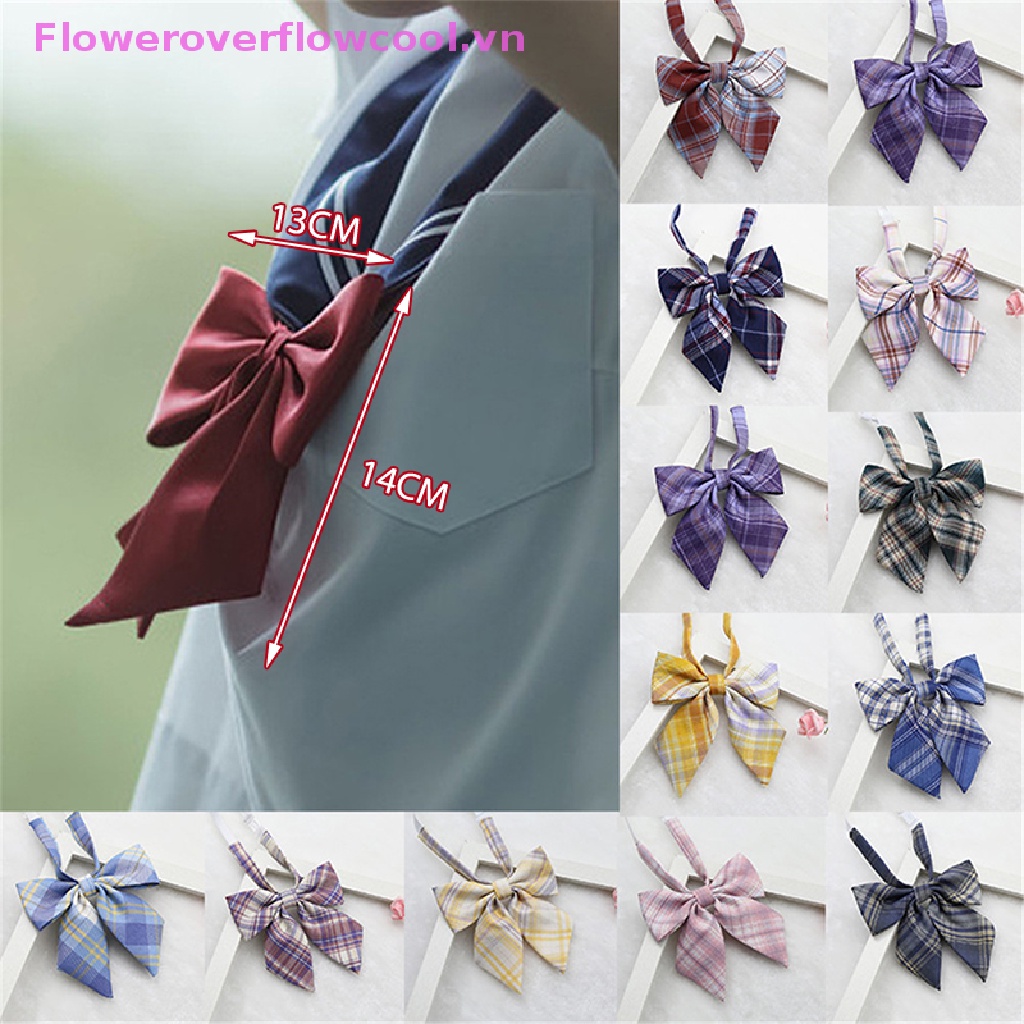 Cà Vạt Nơ Đồng Phục Họa Tiết Sọc Caro Cho Nữ