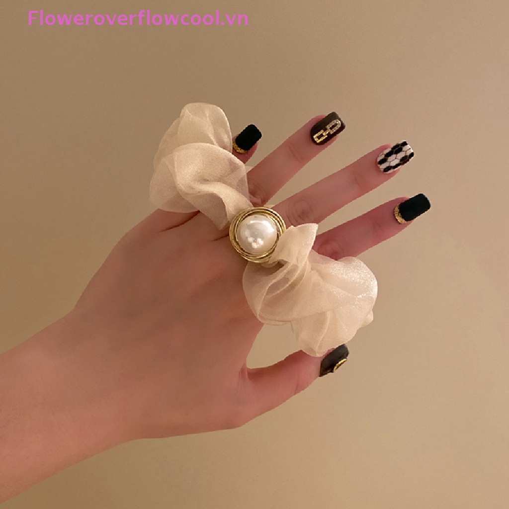 Fofc Dây Buộc Tóc organza Cao Cấp Đính Hạt Ngọc Trai Dễ Phối Đồ Hàng Mới Dành Cho Bạn Nữ