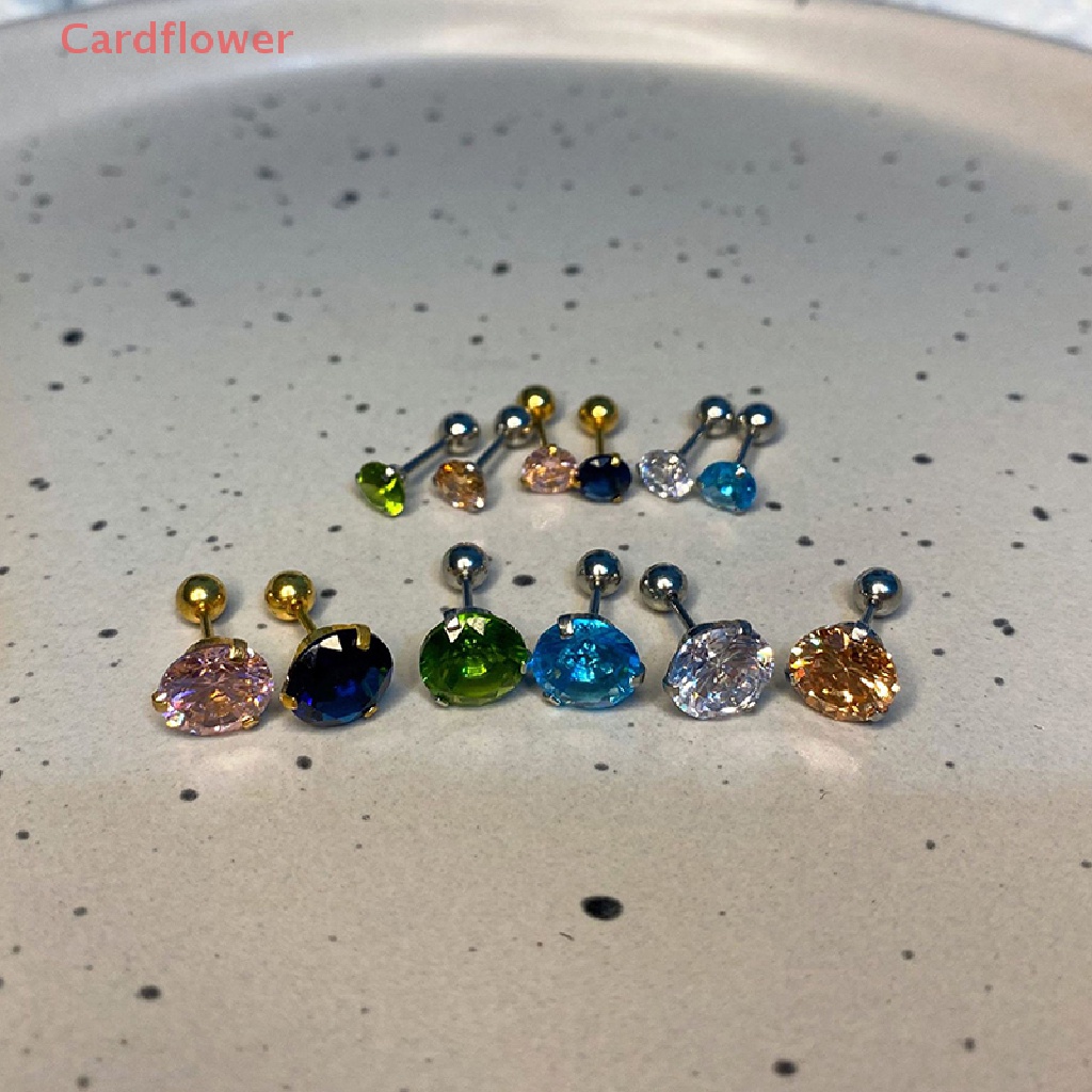 1 Khuyên Tai Đính Đá Zircon 5 / 8mm Thời Trang Mới