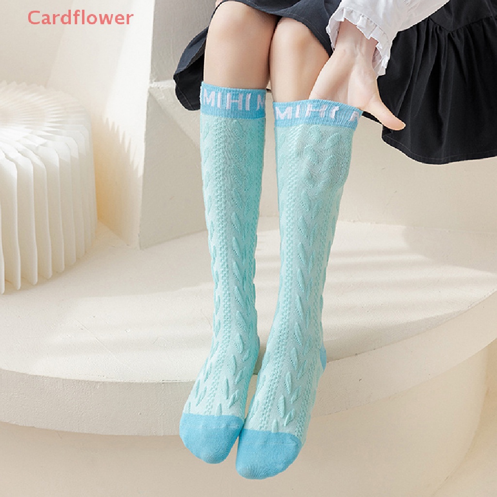 < Cardflower > Vớ Cao Ngang Bắp Chân Mỏng Thoáng Khí Họa Tiết Ba Chiều Vintage Nhật Bản Thời Trang Xuân Hè Mới