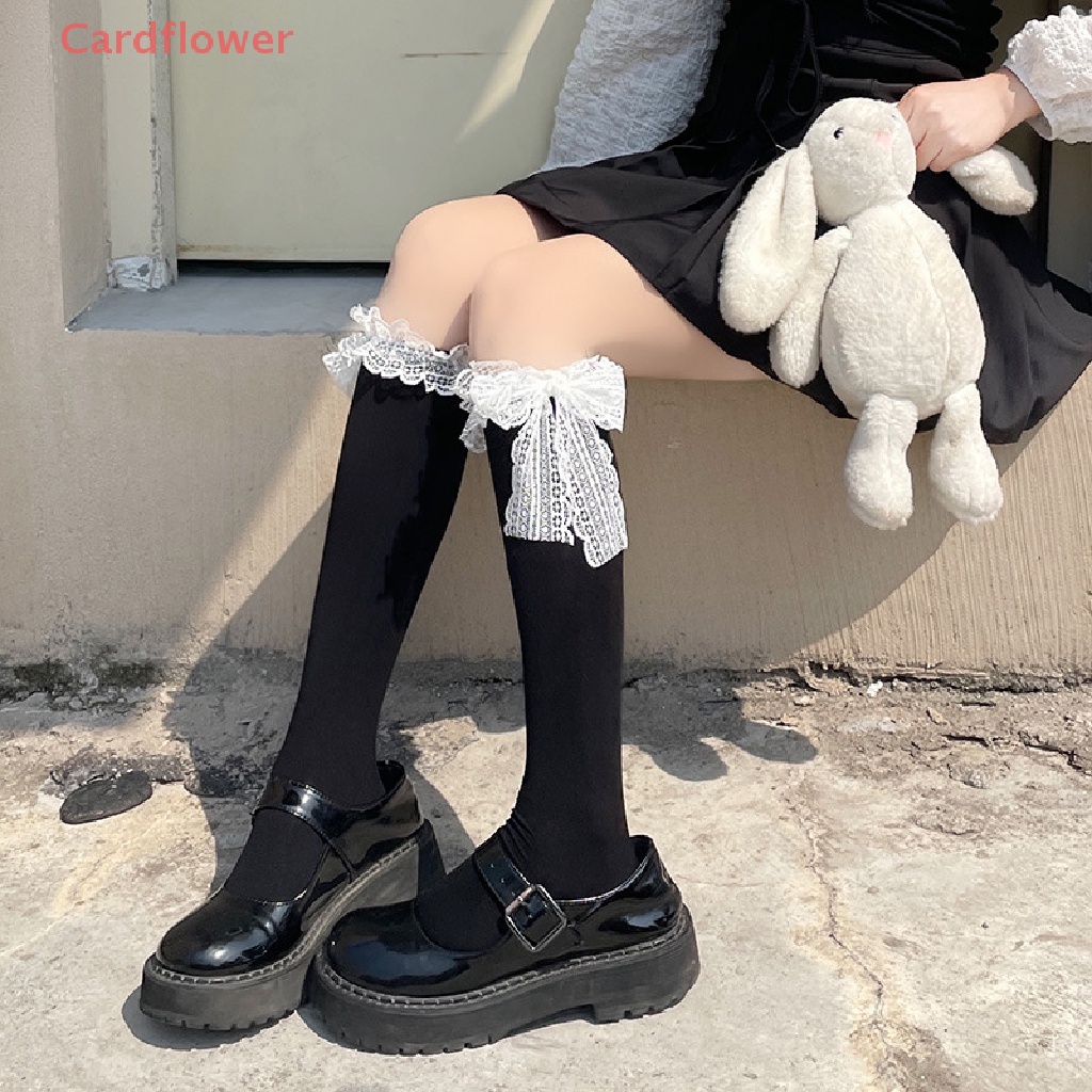 &lt; Cardflower &gt; Vớ Dài Đến Đầu Gối Co Giãn Đính Nơ Ngọt Ngào Phong Cách Lolita Nhật Bản Cho Nữ