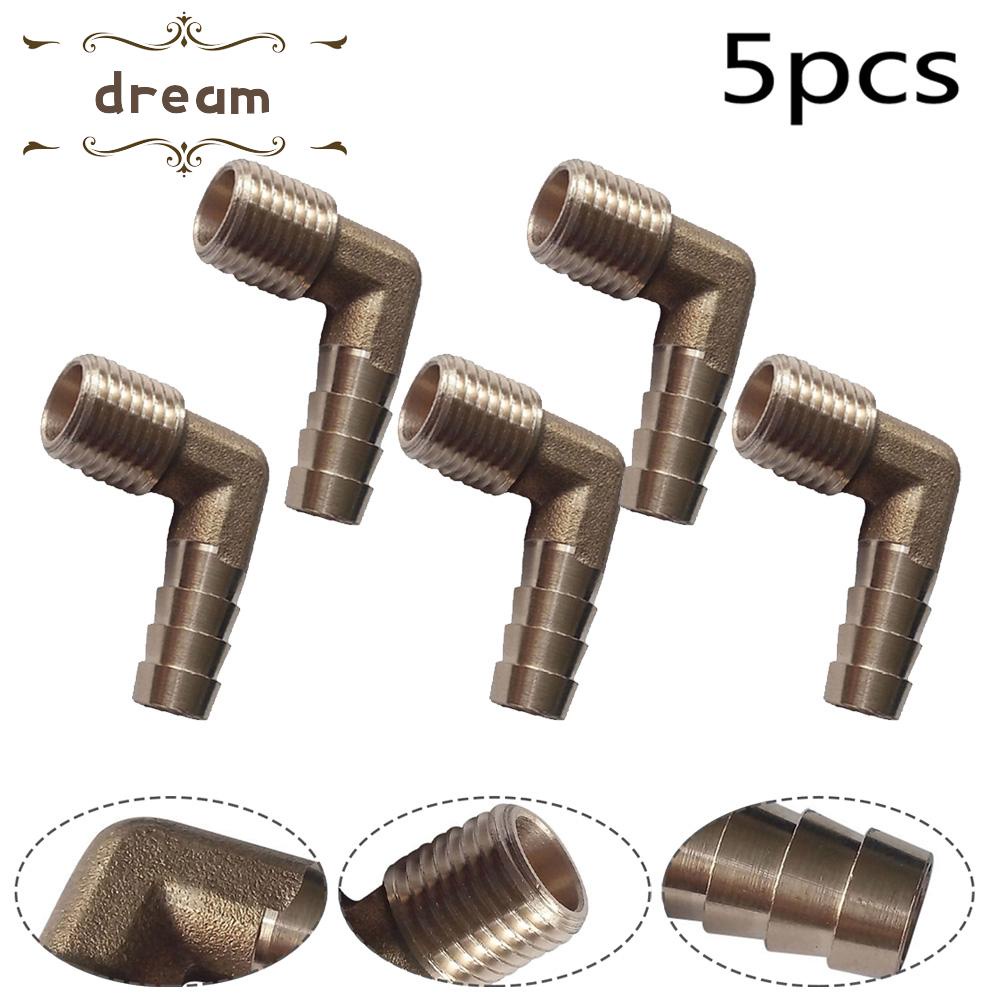 【DREAMLIFE】Elbow Water Pipe 1/4" NPT 5/16" ID 5pcs 90 Degree Brass Pagoda Elbow