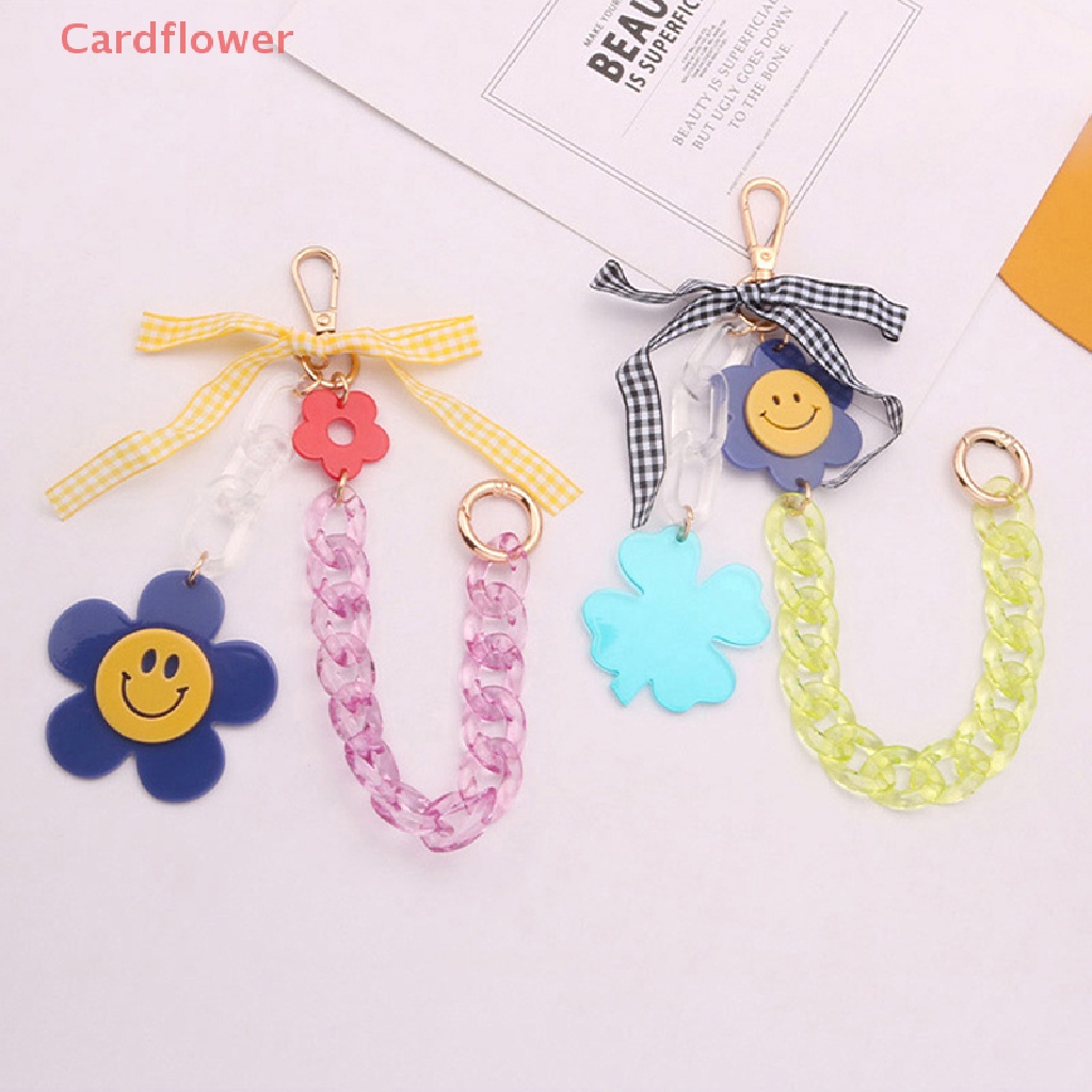 Móc Khóa Hình Hoa Hướng Dương / Mặt Cười / Nơ Bằng Acrylic Dễ Thương Mới