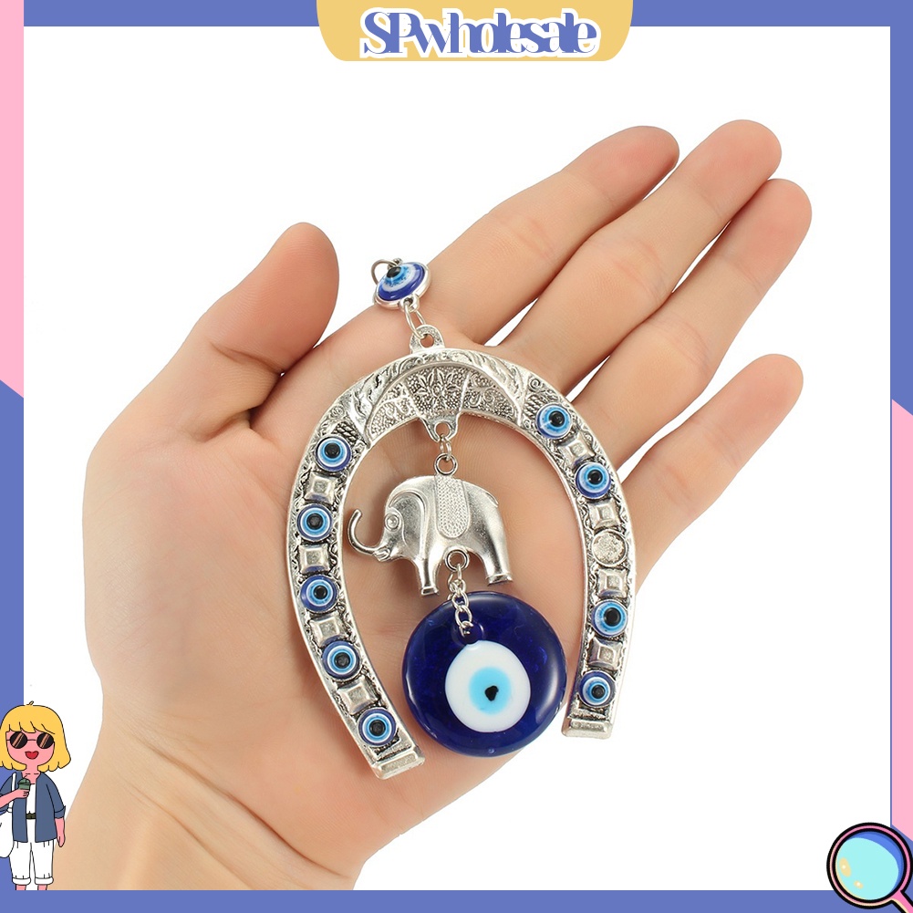 <SPwholesale> Mặt Dây Chuyền Hình Voi Mắt Xanh Thổ Nhĩ Kỳ Bảo Vệ May Mắn Cho Xe Hơi