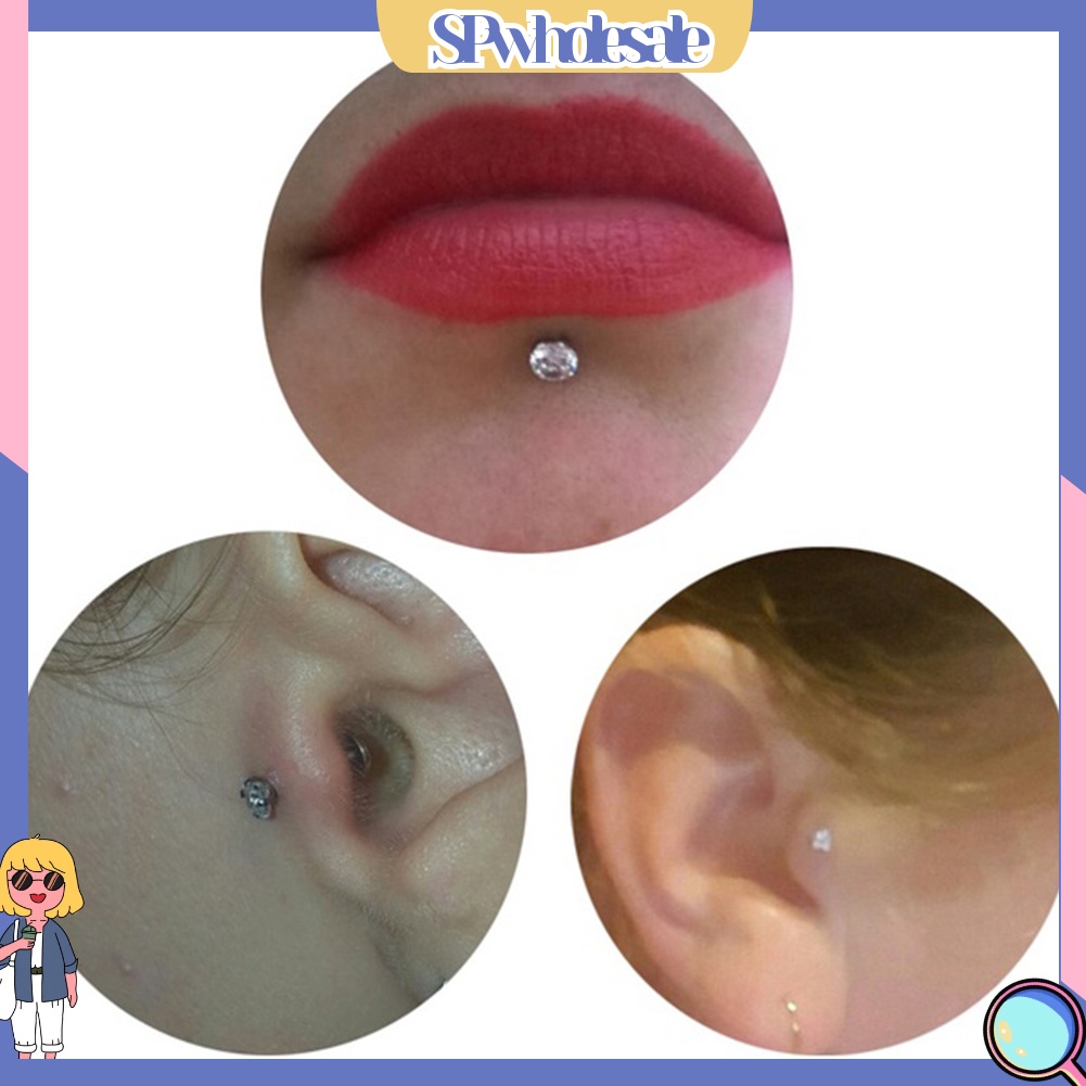 &lt;SPwholesale&gt; 1 Khuyên Xỏ Môi / Tai / Môi Đính Đá Zircon Thời Trang