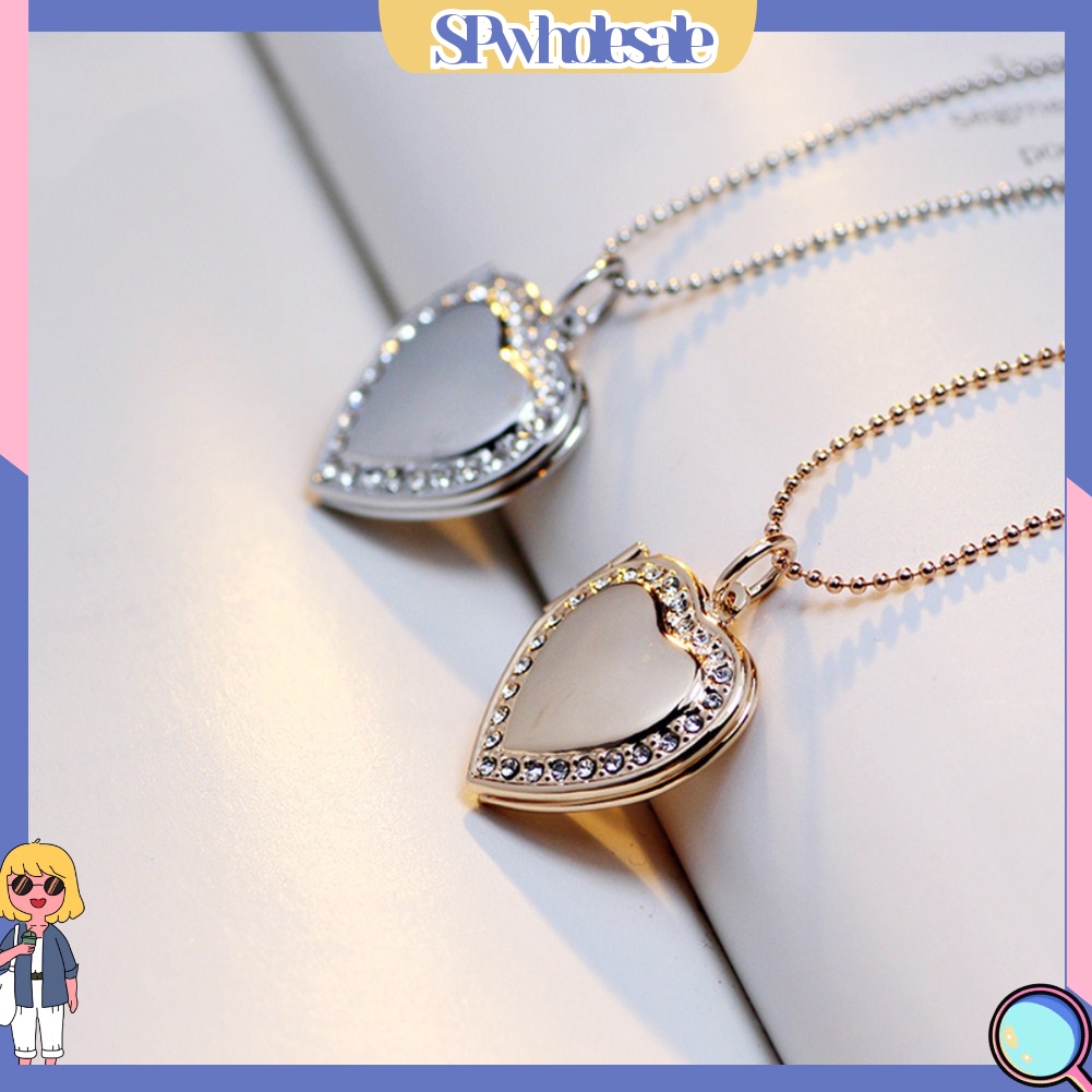 &lt;SPwholesale&gt; Vòng cổ Mặt Khung Ảnh Trái Tim Đính Đá Thời Trang Cho Nữ