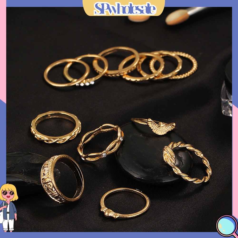 <SPwholesale> Set 12 Nhẫn Đeo Khớp Ngón Tay Phong Cách Retro