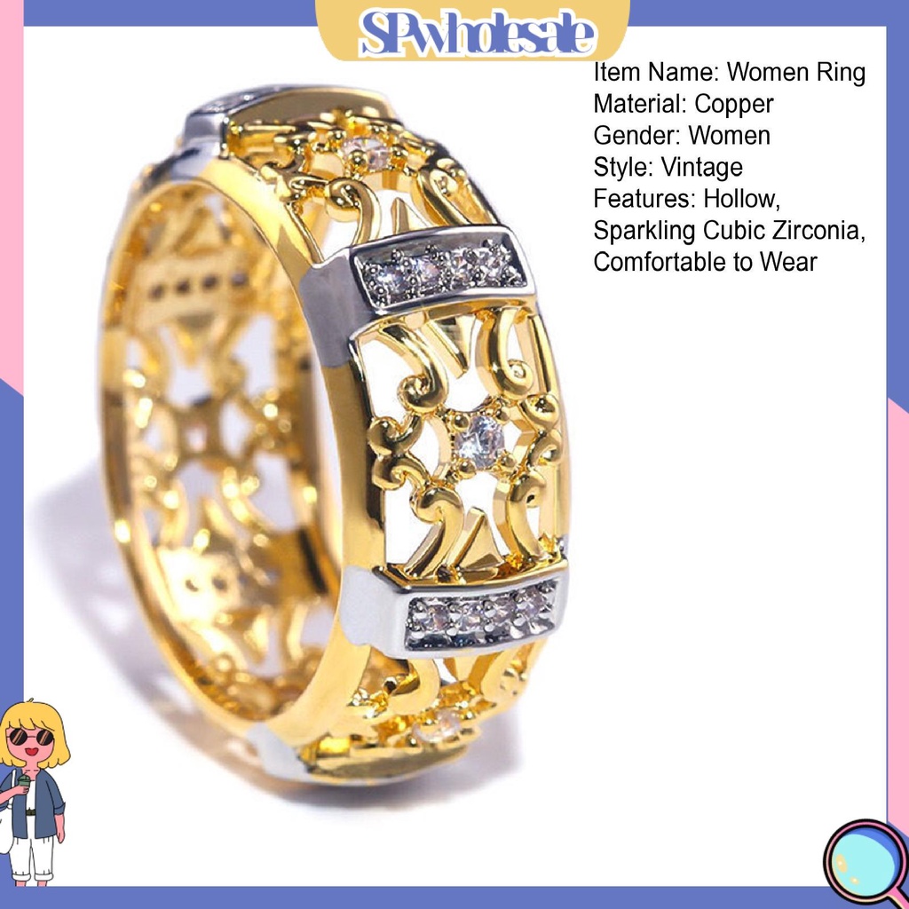 <SPwholesale> Nhẫn Đính Đá Thời Trang Phong Cách Vintage Dành Cho Nữ