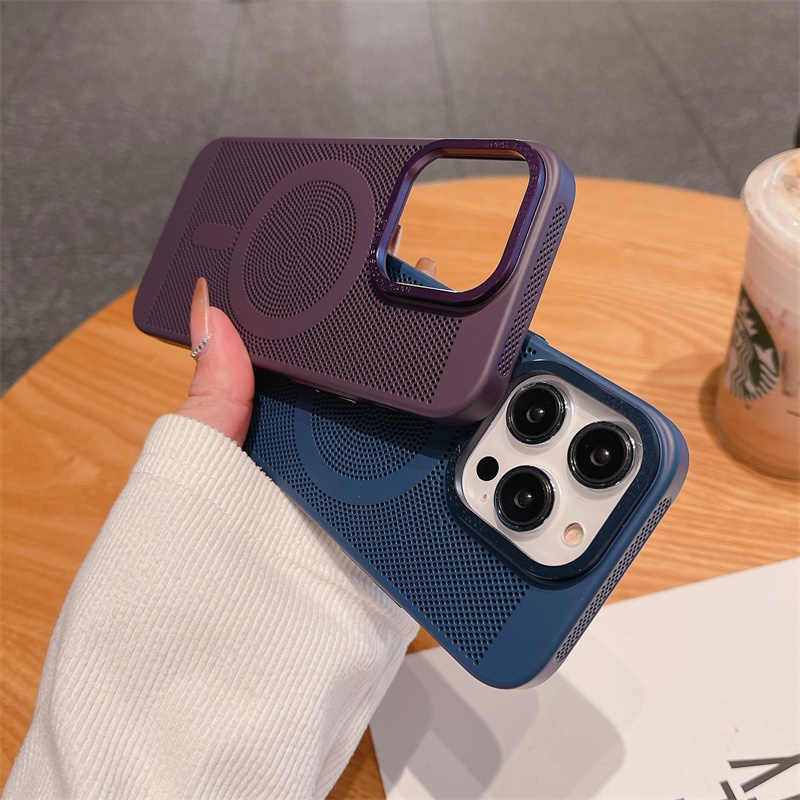 Ốp Điện Thoại Cứng Có Lỗ Thoát Nhiệt Từ Tính Cho Iphone 14 13 11 12 Pro Max 14 Plus 11 Pro