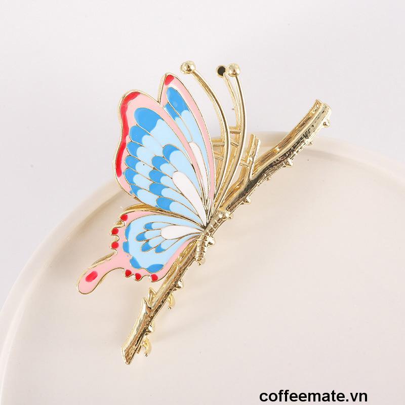 【coffeemate】⚡Kẹp tóc Haimeikang kim loại hình bướm phong cách retro cho nữ