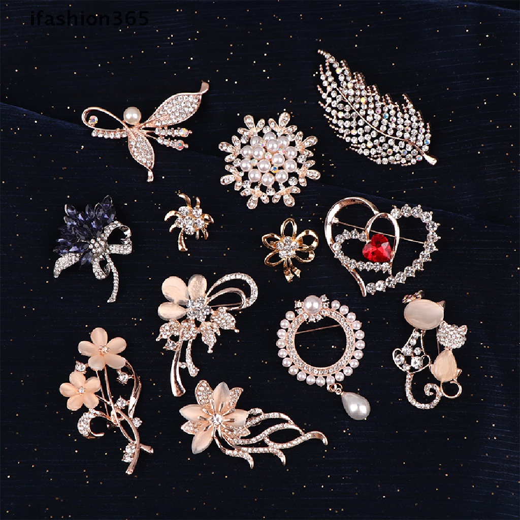 Ghim Cài Áo Hình Hoa / Động Vật Đính Đá / Ngọc Trai Thời Trang Cho Nữ ifashion365