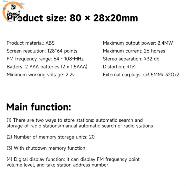 Đài FM Bỏ Túi Có Màn Hình Lcd Và Dây Đeo Cổ Kích Thước 64-108Mhz 3.5mm