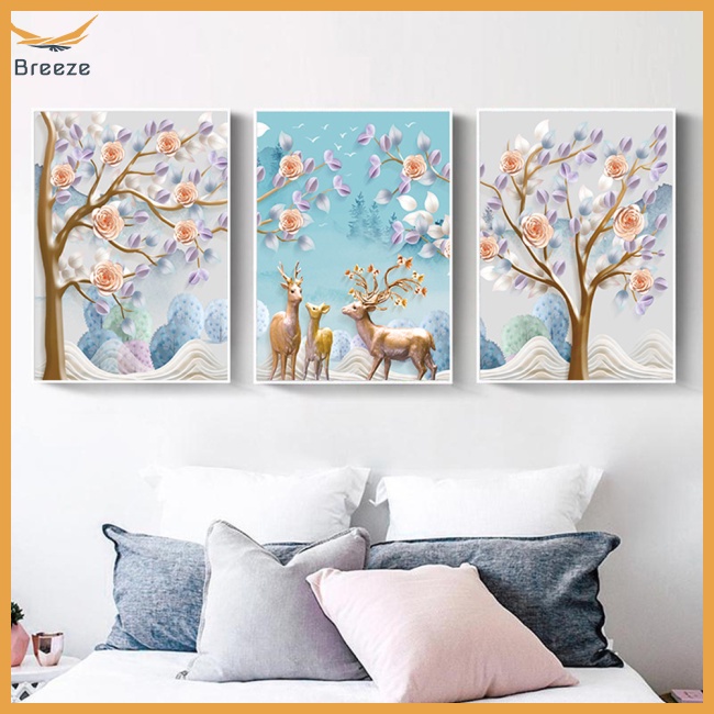 Set 3 Tranh Vải Treo Tường Trang Trí Nội Thất Độc Đáo