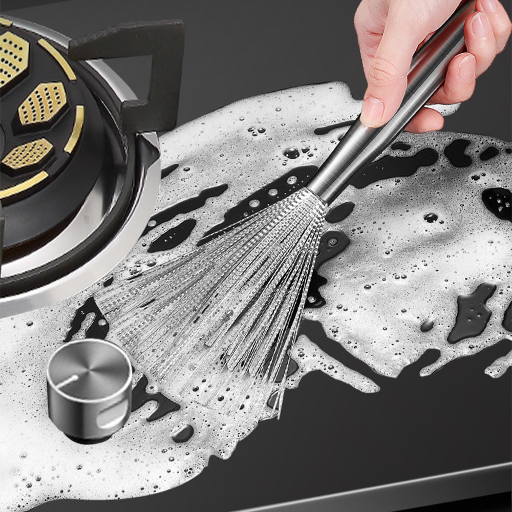 Bàn Chải Chà Nồi Bằng Thép Không Gỉ 304 Tay Cầm Dài Có Thể Treo Không Dễ Dàng Làm Sạch Nhà Bếp