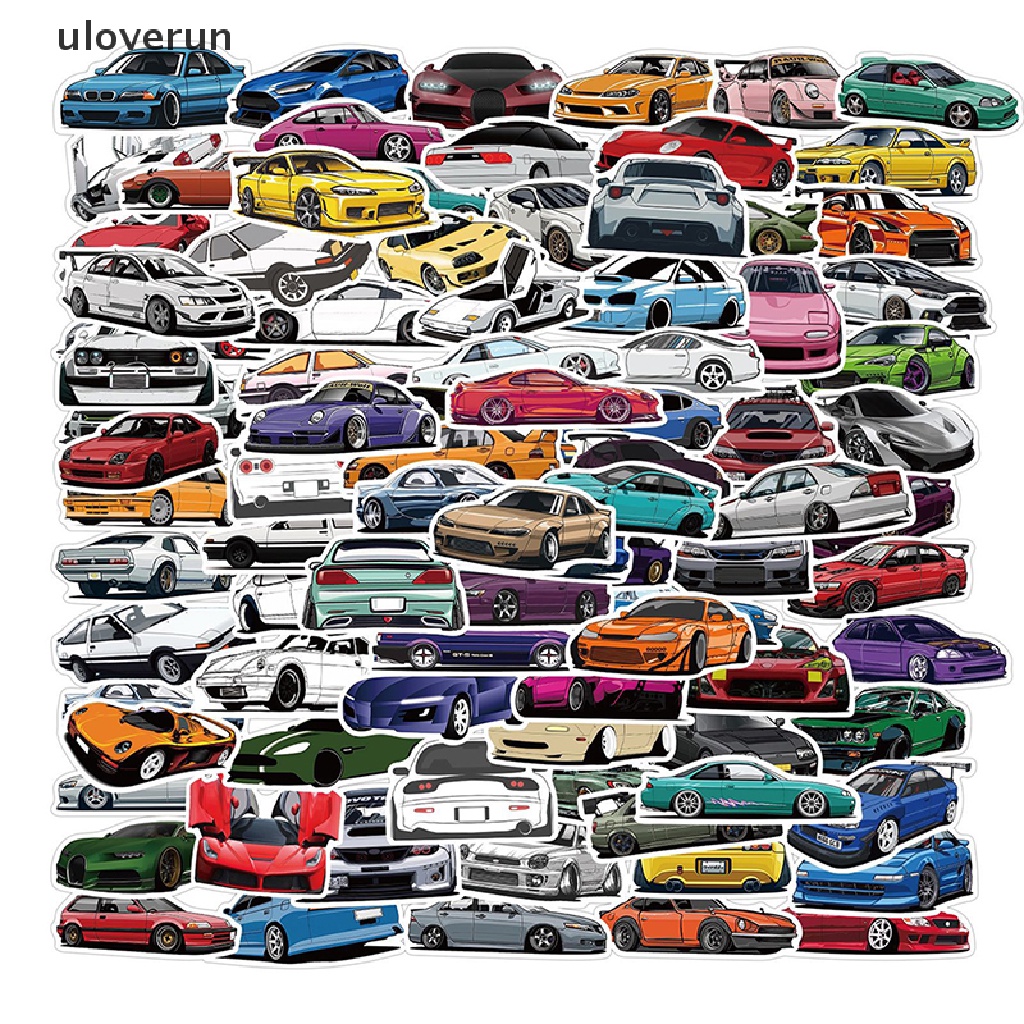 Set 100 Miếng Dán Graffiti Trang Trí Xe Hơi / Xe Đạp / Va Li Phong Cách Retro