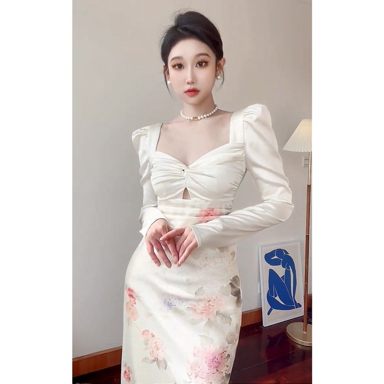 Đầm Dáng Dài plus Size Phong Cách Pháp Thời Trang Mùa Xuân Cho Nữ