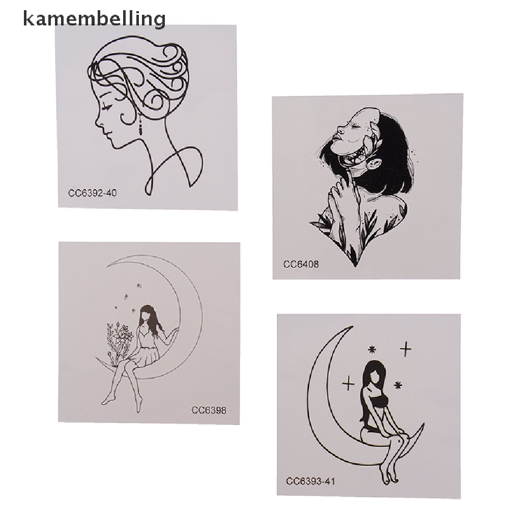 Kamembelling Set 5 Tấm Hình Xăm Dán Họa Tiết Trắng Đen Phong Cách Vintage