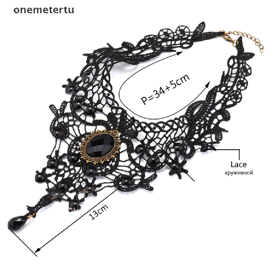 Onemetertu Vòng Cổ Choker Ren Đen Đính Hạt Phong Cách Victorian Gothic Quyến Rũ Làm Quà Tặng Đẹp Mắt Cho