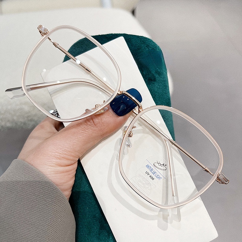 Mắt Kính Gọng Tròn Chống Bức Xạ Bằng Kim Loại Phong Cách Hàn Quốc Cổ Điển Dành Cho Nam Nữ