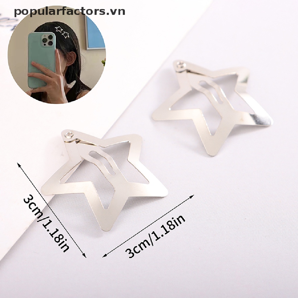 Set 4 Kẹp Tóc Ngôi Sao Màu Bạc Đơn Giản Cho Nữ