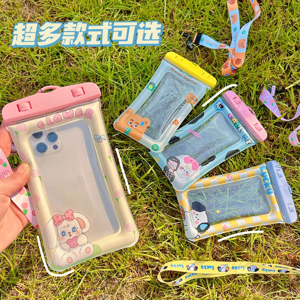 Túi Đựng Điện Thoại Bằng Nhựa Trong Suốt Chống Nước Chống Sốc Họa Tiết Hoạt Hình Dễ Thương