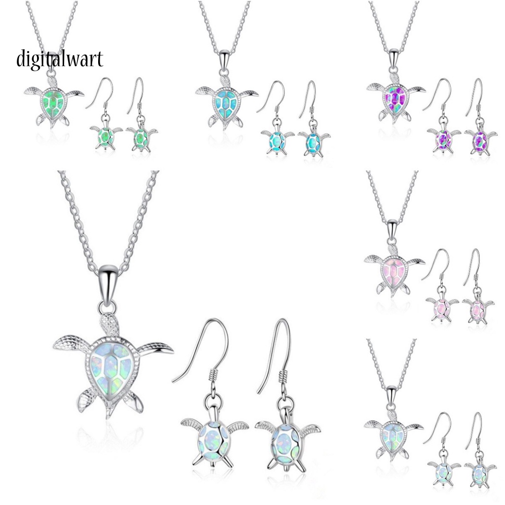 Kỹ Thuật Số| Set 3 Món Trang Sức Gồm Vòng cổ + Bông Tai Đính Đá Opal Lấp Lánh Dễ Thương Cho Nữ