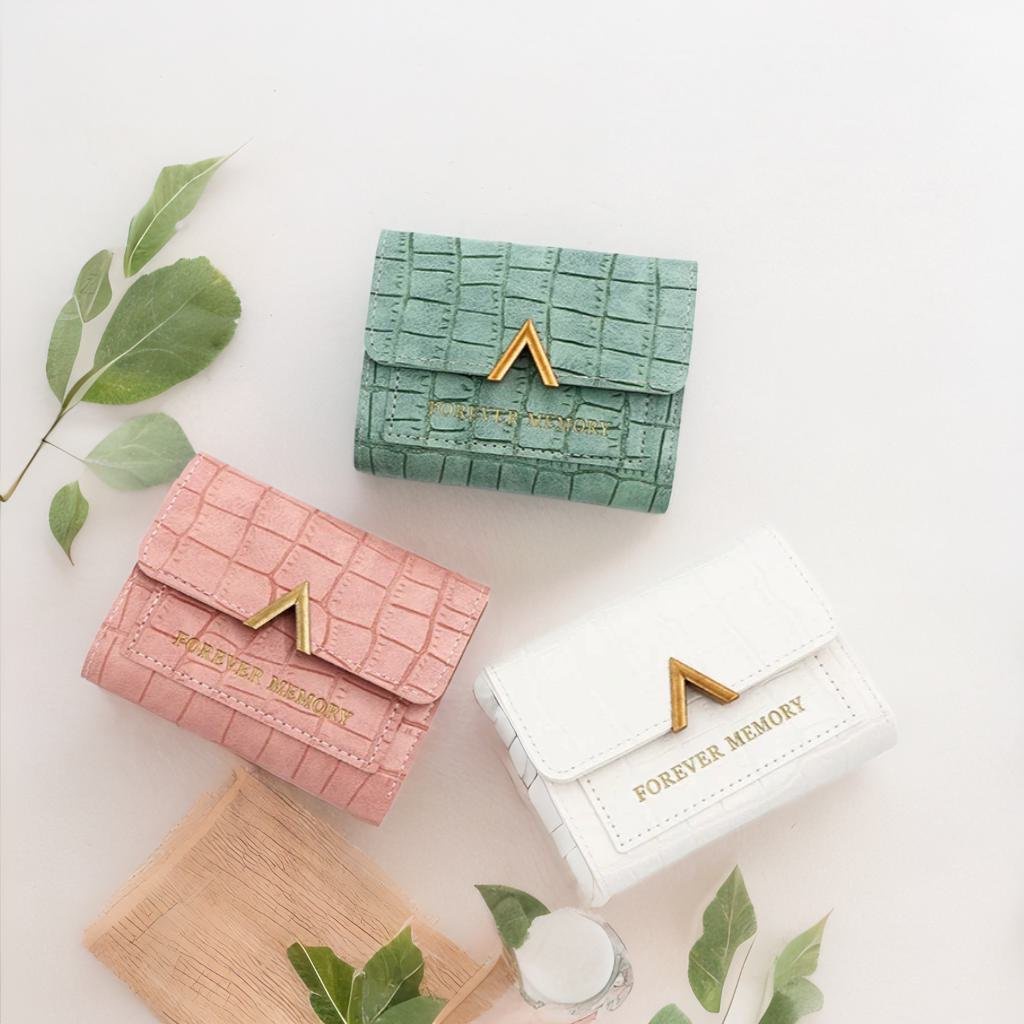 Phiên bản tiếng Hàn của cô Short Wallet Stone Trip Sweet Bashed Large -capacity Multi -card Pupet Gói giấy chứng nhận ph
