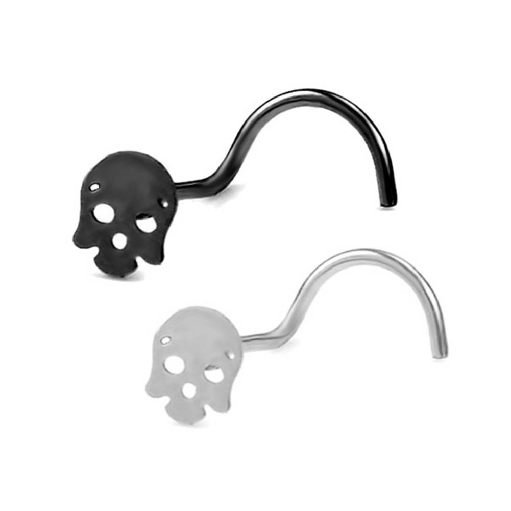 Bộ 2 Khuyên Mũi Bằng Thép Không Gỉ Hình Đầu Lâu Cá Tính