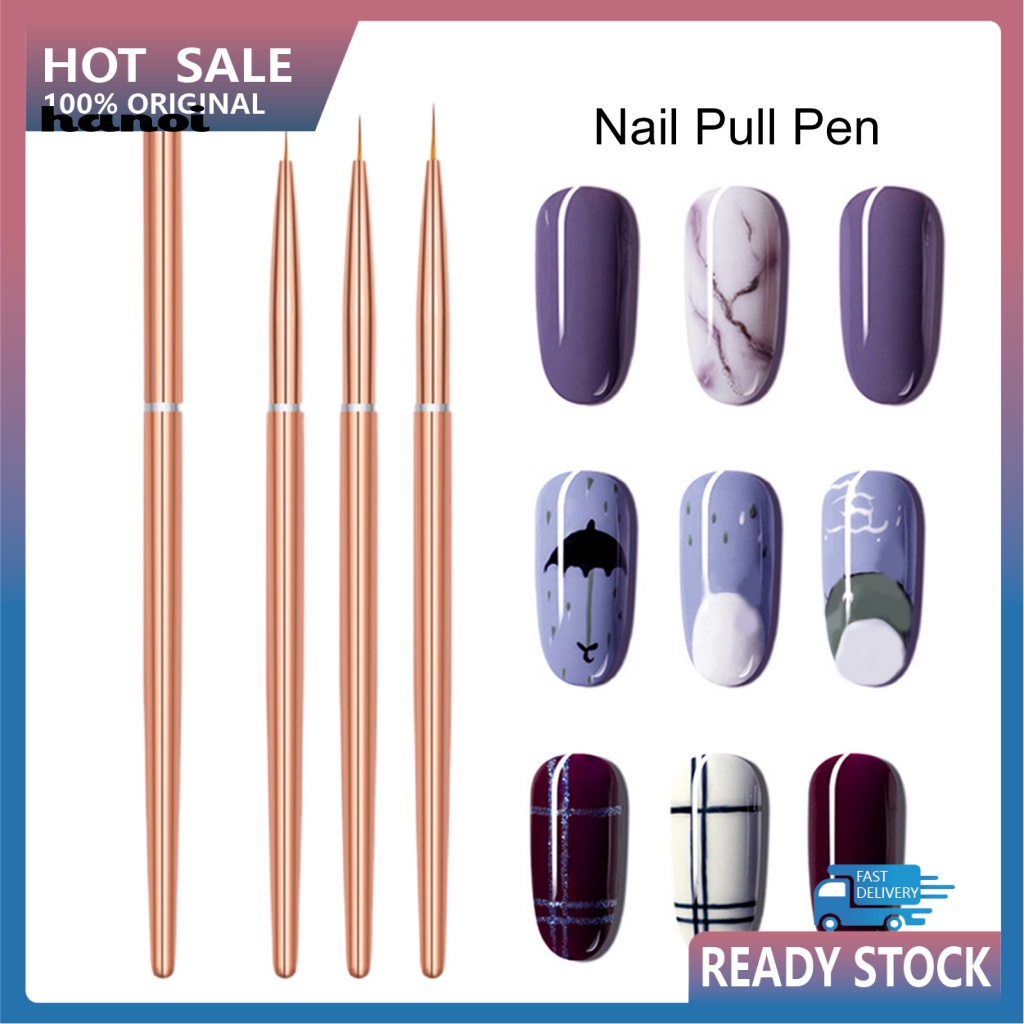 Set 3 Bút Trang Trí Móng Tay Cán Kim Loại Mềm Chống Trượt Đa Năng Tiện Dụng