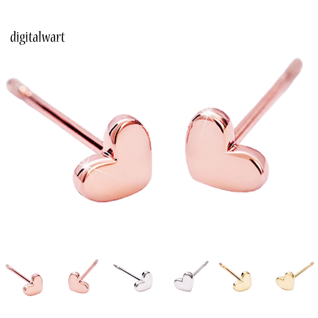 Kỹ Thuật Số| 1 Cặp Bông Tai Hình Trái Tim Bề Mặt Mịn Thanh Lịch Sáng Bóng