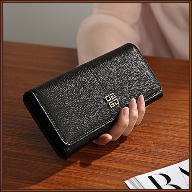 Ví Da Pu Dáng Dài Màu Trơn Cỡ Lớn Thời Trang Sang Trọng Cho Nữ