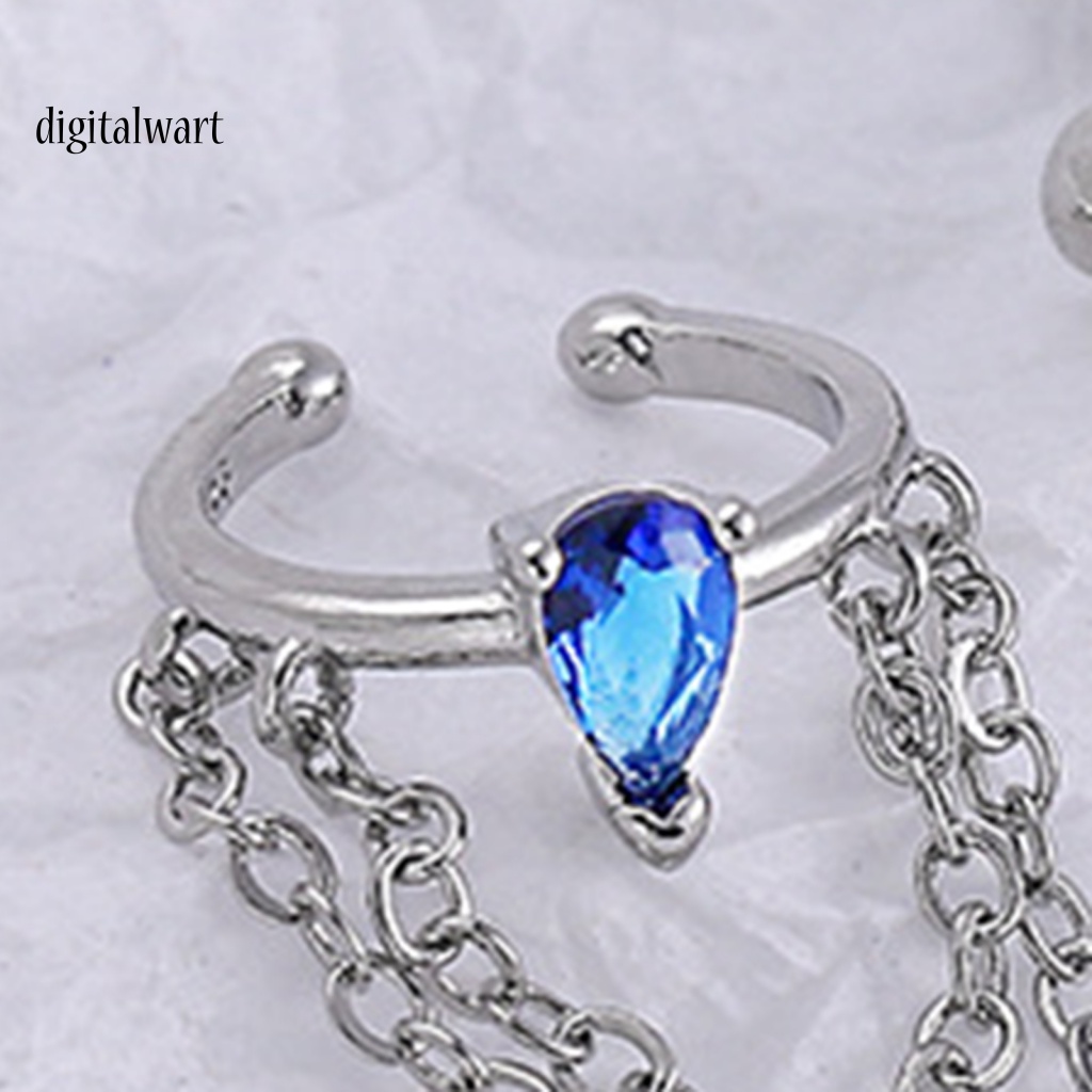 Kỹ Thuật Số| 1 Bông Tai Dạng Kẹp Hình Khối Ngôi Sao / Hình Học Đính Đá Zircon Phối Dây Xích Tua Rua Phong Cách