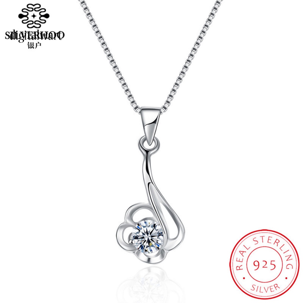 Kỹ Thuật Số| Vòng cổ Mạ Bạc 925 Mặt Hình Hoa Đính Đá Zircon Dễ Thương Cho Nữ