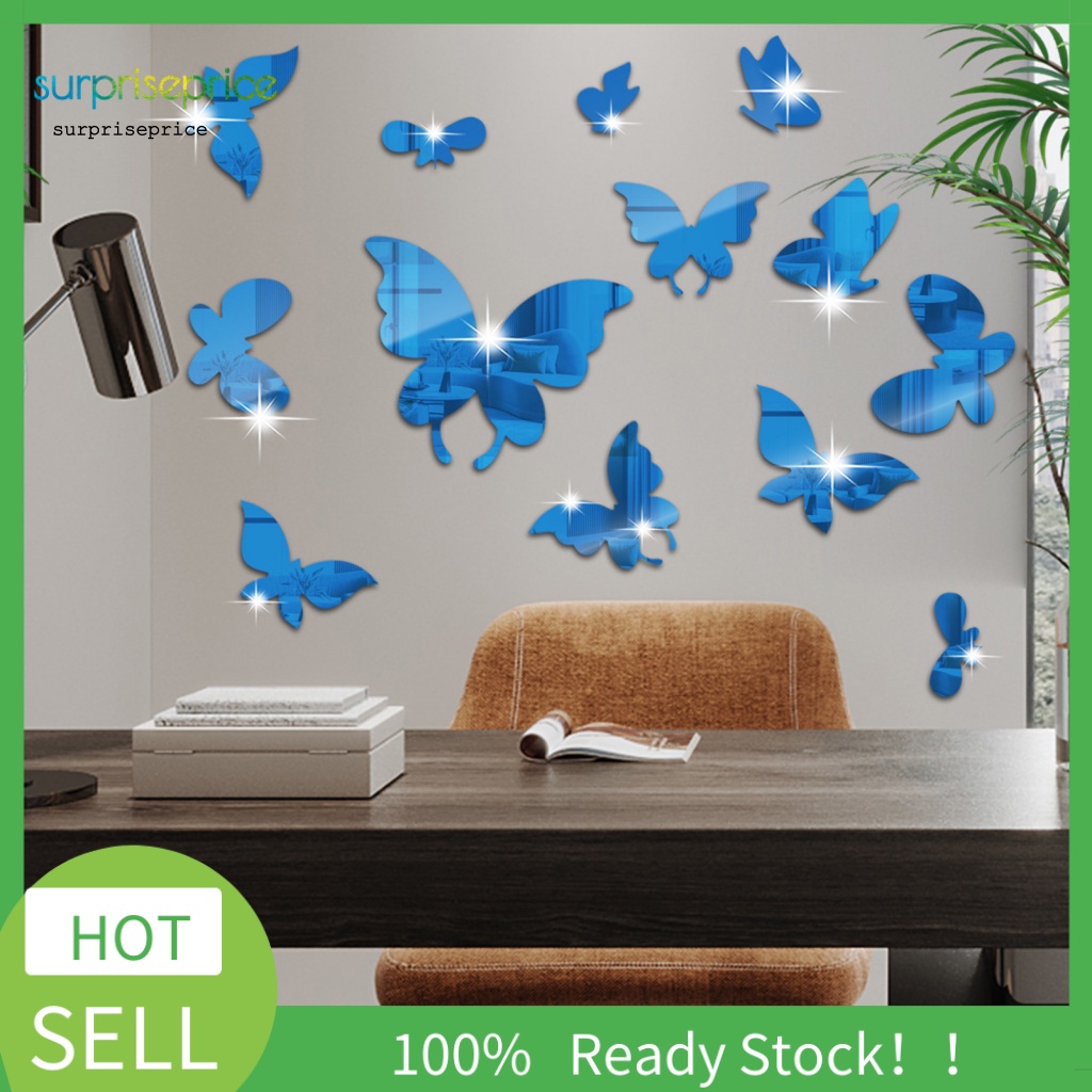 Bộ 13 Miếng Dán Tường Tráng Gương Trang Trí Phòng Khách Chịu Nhiệt Độ Cao