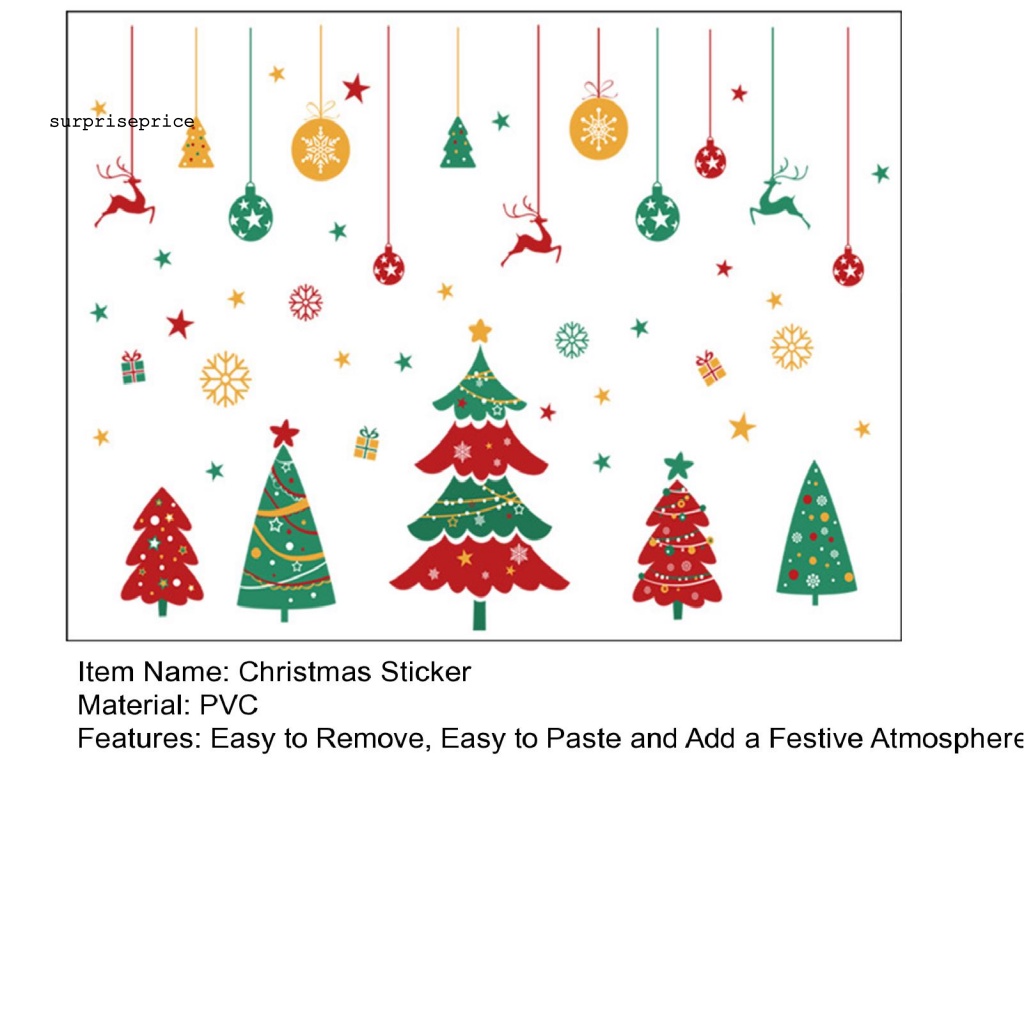 1 Bộ Sticker PVC Dán Tường Tự Dính Họa Tiết Giáng Sinh Trang Trí Nhà Cửa