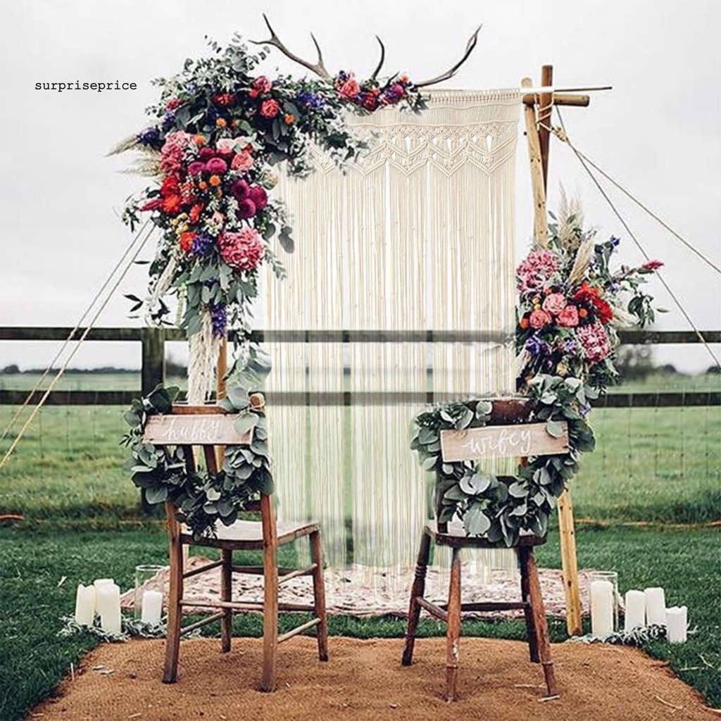 Thảm Macrame Treo Tường Chất Liệu Cotton Dệt Màu Be Phong Cách Boho Tinh Tế Trang Trí Nhà Cửa