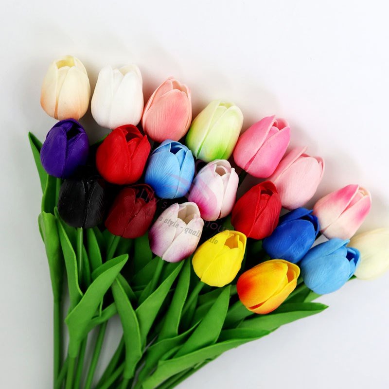 Hoa Tulip giả trang trí chất liệu cao su PU cao cấp 34cm -Lily's decor house